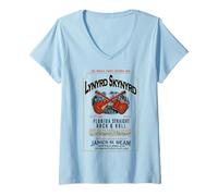 Donna Lynyrd Skynyrd Whisky Southern Florida Vintage Rock & Roll Maglietta con Collo a V