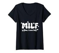 Donna M.I.L.F. Man I Love Fall Funny Autumn Maglietta con Collo a V