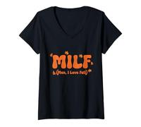 Donna M.I.L.F. Man I Love Fall Funny Autumn Maglietta con Collo a V
