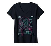 Donna M3GAN Neon X-Ray Profile Maglietta con Collo a V
