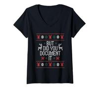 Donna Ma L'hai Documentato Coding Umorismo Natale Amante Coder Maglietta con Collo a V