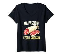 Donna Ma Passion C'Est Le Saucisson Salumi Francesi Maglietta con Collo a V