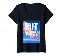 Donna Ma perché Penguin Lonely Penguin in Antartide Trending Meme Maglietta con Collo a V