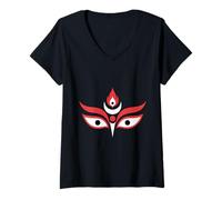 Donna Maa Kali Occhi Divino Femminile Shakti Meditazione Spirituale Maglietta con Collo a V