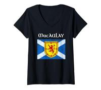 Donna MacAulay Scozzese Clan Cognome Scozia Bandiera Maglietta con Collo a V