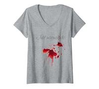 Donna Macchia Rossa con marmellata Umorismo Shock Mamma Maglietta con Collo a V