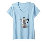 Donna Macchina per caffè Espresso Maglietta con Collo a V