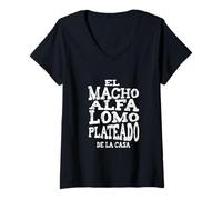 Donna Macho Alfa Lomo Plateado Maglietta con Collo a V