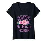 Donna Mackenzie Personalized Cute Flower Girls Mackenzie Name Maglietta con Collo a V