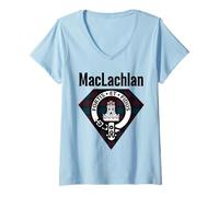 Donna MacLachlan Clan Scozzese Nome Stemma Tartan Maglietta con Collo a V