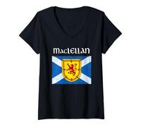 Donna MacLellan - Bandiera scozzese con cognome del clan scozzese Maglietta con Collo a V