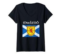 Donna MacLeod - Bandiera scozzese con cognome del clan scozzese Maglietta con Collo a V