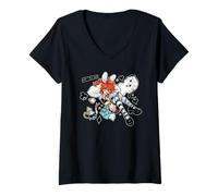 Donna Mad Alice Punk Wonderland Bunny Orecchie Melting Clock Chaos Maglietta con Collo a V