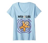 Donna Mad Libs Falling Character with Spiral Vortex Maglietta con Collo a V