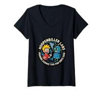 Donna Mad Science Lab Robot Divertente Cartone Animato Grafica Maglietta con Collo a V