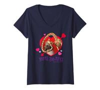 Donna Madagascar Sei Zoo-Riff Heart Fun Maglietta con Collo a V