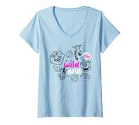 Donna Madagascar Wild One Che Avventura allo Zoo Maglietta con Collo a V