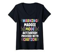 Donna Maddie Personalized Name Funny Cute Custom Maddie Name Maglietta con Collo a V