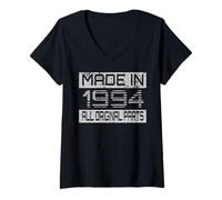 Donna Made in 1994 All Orignal Parts Compleanno bandiera USA Maglietta con Collo a V