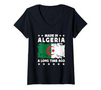 Donna Made in Algeria a Long Time Ago Proud Algerian Algeria Flag Maglietta con Collo a V