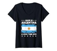 Donna Made in Argentina a Long Time Ago Argentinian Argentina Flag Maglietta con Collo a V