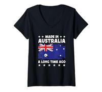 Donna Made in Australia a Long Time Ago Australian Australia Flag Maglietta con Collo a V