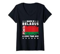 Donna Made in Belarus a Long Time Ago Belarusian Belarus Flag Maglietta con Collo a V