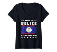Donna Made in Belize a Long Time Ago Proud Belizean Belize Flag Maglietta con Collo a V