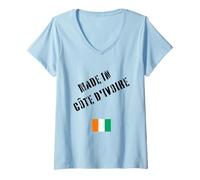 Donna Made in Costa D'Avorio con Bandiera Divertente Maglietta con Collo a V