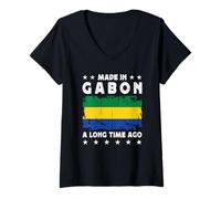 Donna Made in Gabon a Long Time Ago Proud Gabonese Gabon Flag Maglietta con Collo a V