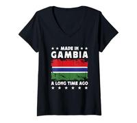 Donna Made in Gambia a Long Time Ago Proud Gambian Gambia Flag Maglietta con Collo a V