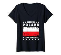 Donna Made in Poland a Long Time Ago Proud Polish Poland Flag Maglietta con Collo a V