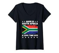 Donna Made in South Africa a Long Time Ago South African Flag Maglietta con Collo a V