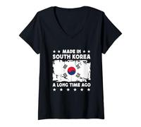 Donna Made in South Korea a Long Time Ago South Korean Flag Maglietta con Collo a V