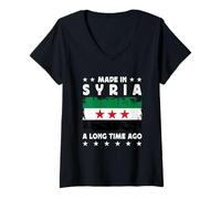 Donna Made in Syria a Long Time Ago Proud Syrian Syria Flag Maglietta con Collo a V