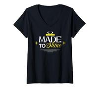 Donna Made to Shine - Dichiarazione Urban Streetwear Maglietta con Collo a V