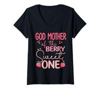 Donna Madonna della Bacca Dolce Una Fragola Primo Compleanno Maglietta con Collo a V