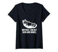 Donna Madre I Am But Skin And Bones Cat Maglietta con Collo a V