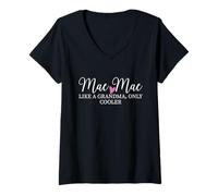 Donna Mae Mae Like A Grandma Only Cooler Heart Mother's Day MaeMae Maglietta con Collo a V