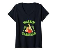 Donna Maestria nel Giardino Maestro Giard Maglietta con Collo a V