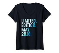 Donna Maggio 2018 Anno 2018 Retro 2018 Vintage Limited Edition Maglietta con Collo a V