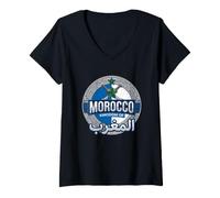 Donna Maghreb Marocco Regno di Pugnali Incrociati Cresta Zecca Maglietta con Collo a V