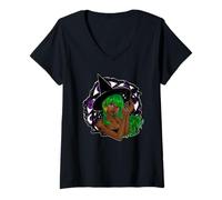 Donna Magia Celeste Pagana Occulta Gothcore Strega Verde Mistica Maglietta con Collo a V