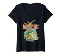 Donna Magic School Bus It's Dino Time Pterodactyl Retro Cartoon Maglietta con Collo a V