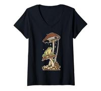 Donna Magical Frogcore Tee - Fungi Toad e Cottage Frog Dreams Maglietta con Collo a V