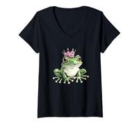Donna Magical Kingdom - Costume da rana con corona, per bambini e bambine Maglietta con Collo a V