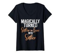 Donna Magicamente trasformato Sister in Law in Sister Sister in Law Maglietta con Collo a V