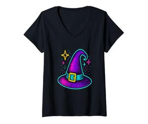 Donna Magico Cappello Strega Art Maglietta con Collo a V