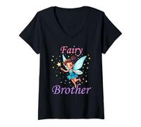 Donna Magico Compleanno Fairy Pixie Sprite Girl Bday Brother Maglietta con Collo a V