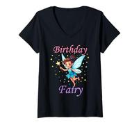 Donna Magico Compleanno Fairy Pixie Sprite Girl Bday Maglietta con Collo a V